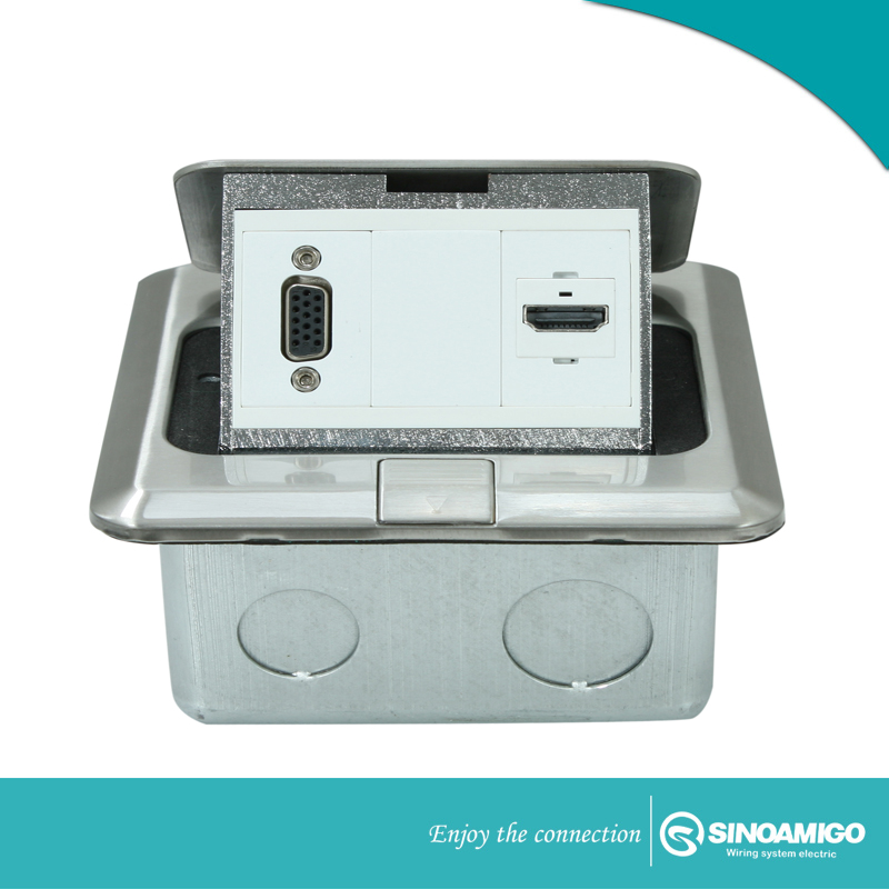 Ổ cắm điện âm sàn sino amigo SPU-1SE cao cấp mầu bạc